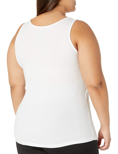JUST MY SIZE womens Shirt-tail tank top and cami shirts, White, 2X US