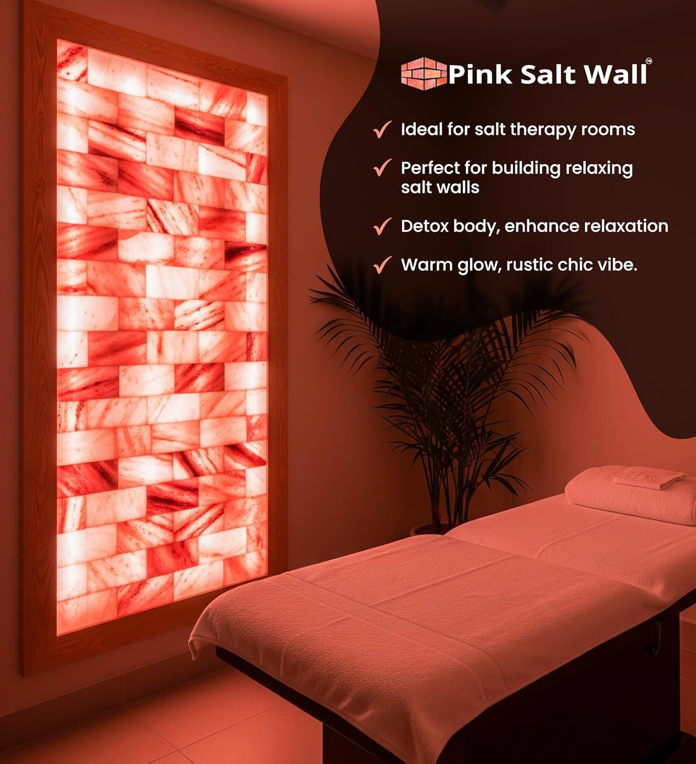 6-Pack Pink Salt Brick Tiles Wholesale-Pack (8×4×1″) DIY Salt Brick & Pink Salt Brick Wall Kit for Spa, Sauna, Home & Office Décor