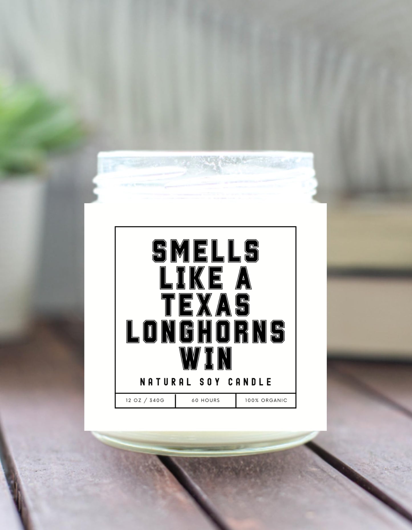Smells Like a Texas-Longhorns Win Sports Candle - Scented Soy Wax Candle (8.0 oz) 50-60 Hour Burn Time, Cotton Wick, Frosted White Glass Jar, (Vanilla)