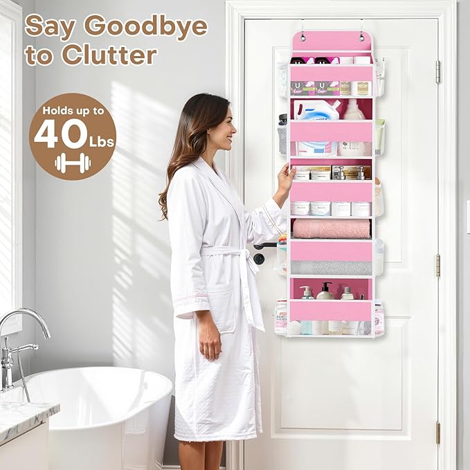 SpaceWhisper Over the Door Organizer, 5 Large Pocket Hanging Storage Organizer