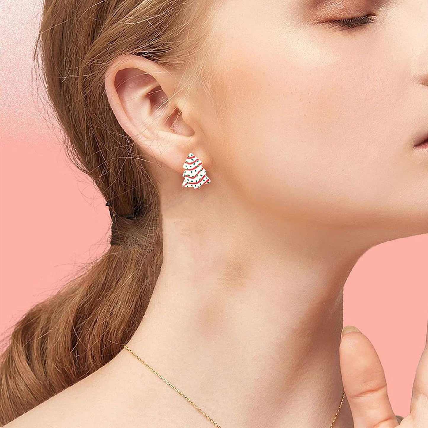 Cute AcrylicChristmas Earrings for Women | Cute Christmas Tree Cake Shape Earring, Holiday Gifts for Women | Christmas Decorations Clearance (A - Cake)