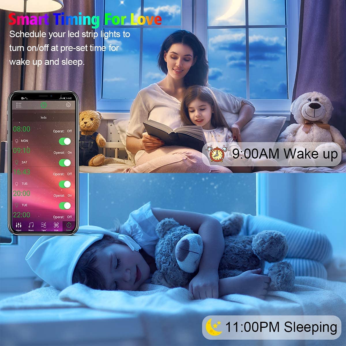 KIKO Powered Led Strip Lights, 20ft one Sets of Strip Light with 4 AA Battery Box/USB RGB LED Light, Remote and APP Control