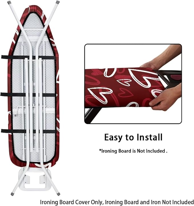 Red Heart 15x54 Ironing Board Cover Elastic Edge Romantic Iron Board Cover