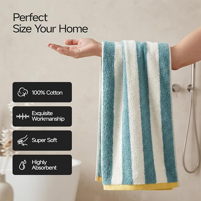 REDKISS 2-Pack Premium Hand Towels, 28x12 Inches 100% Cotton Bath Towels