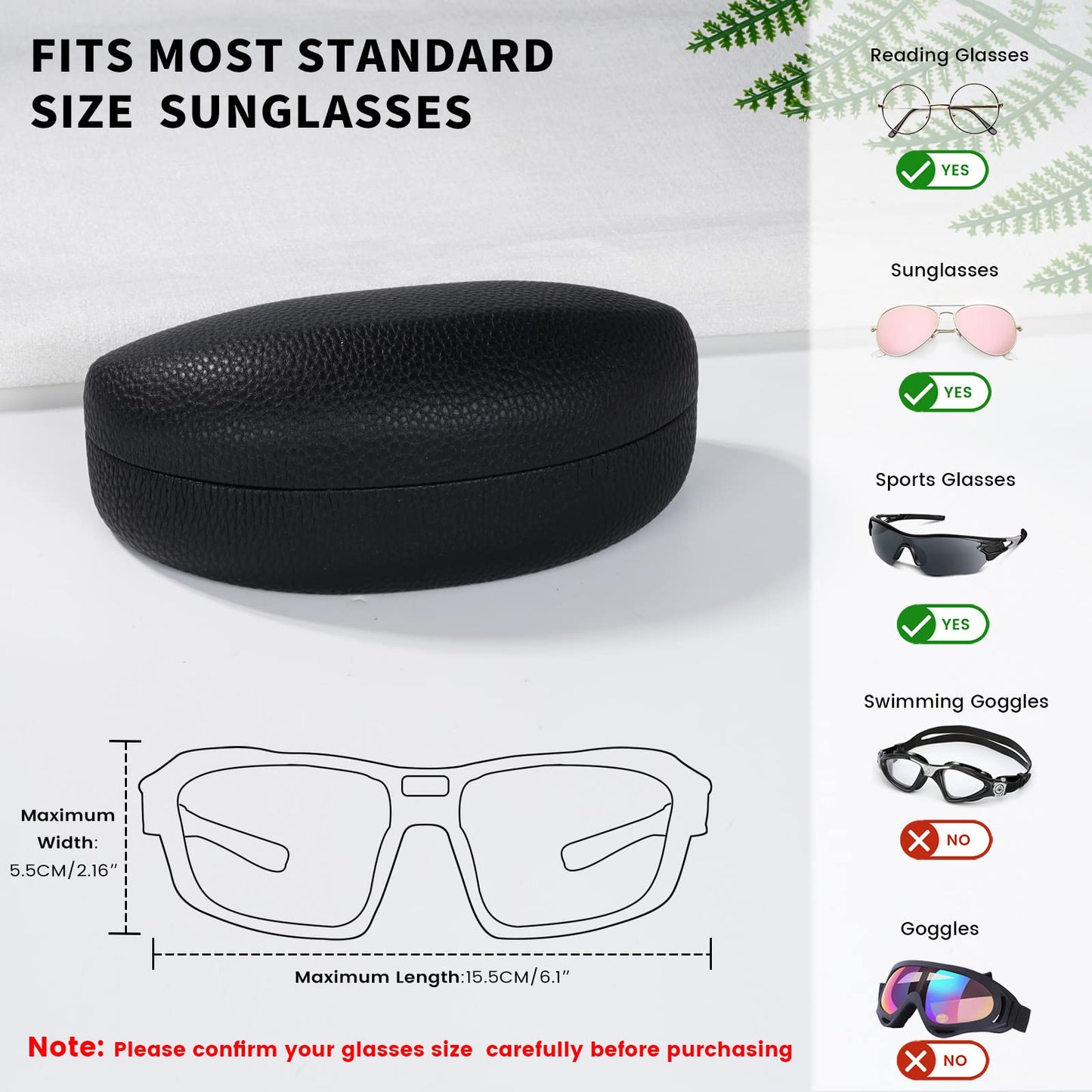 molshine Hard Shell Sunglasses Case,Classic Large Glasses Case for Sunglass,Eyeglasses with Cleaning Cloth,Pocket (Black)