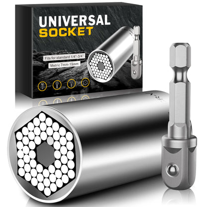 Wareon Universal Socket Tools Gifts for Men - Christmas Stocking Stuffers for Men Dad Him Husband Women Cool Stuff Ideas Gadgets Birthday Gifts for Dad Grip Socket Set (7-19mm) Sliver