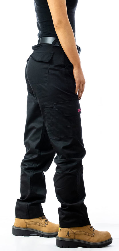 SITE KING Ladies Cargo Combat Work Trousers Sizes 10 to 20 (10, Black)