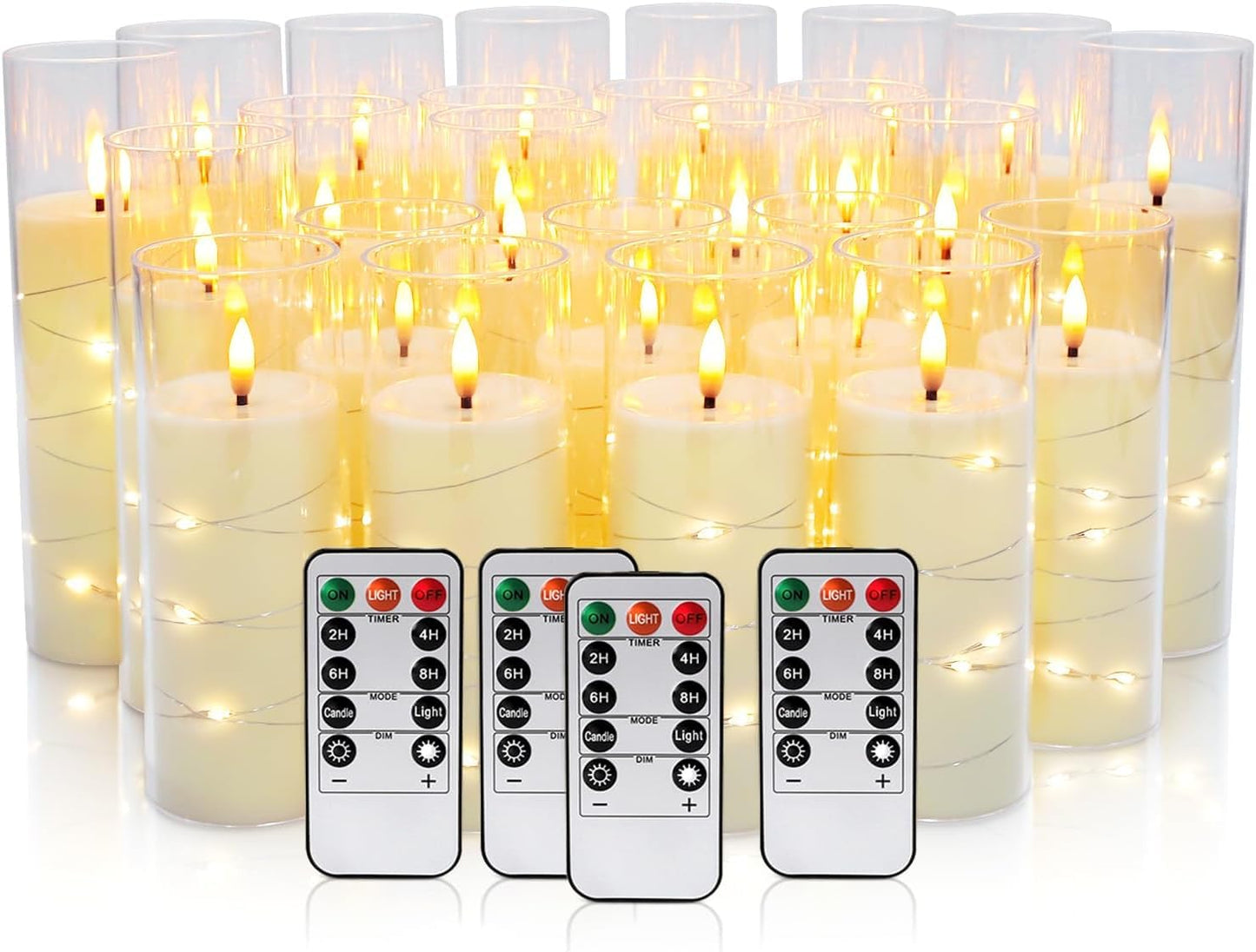 YOROXRG 24 Pack Christmas Decoration Flickering Flameless Candles,Battery Operated Candles,LED String Lights LED Candles for New Year, Home Decor, Parties,Wedding(D2.2 xH 5" 6" 7") (Ivory)