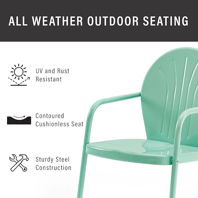 Crosley Furniture Griffith Outdoor Chair, Retro Metal Patio Chairs