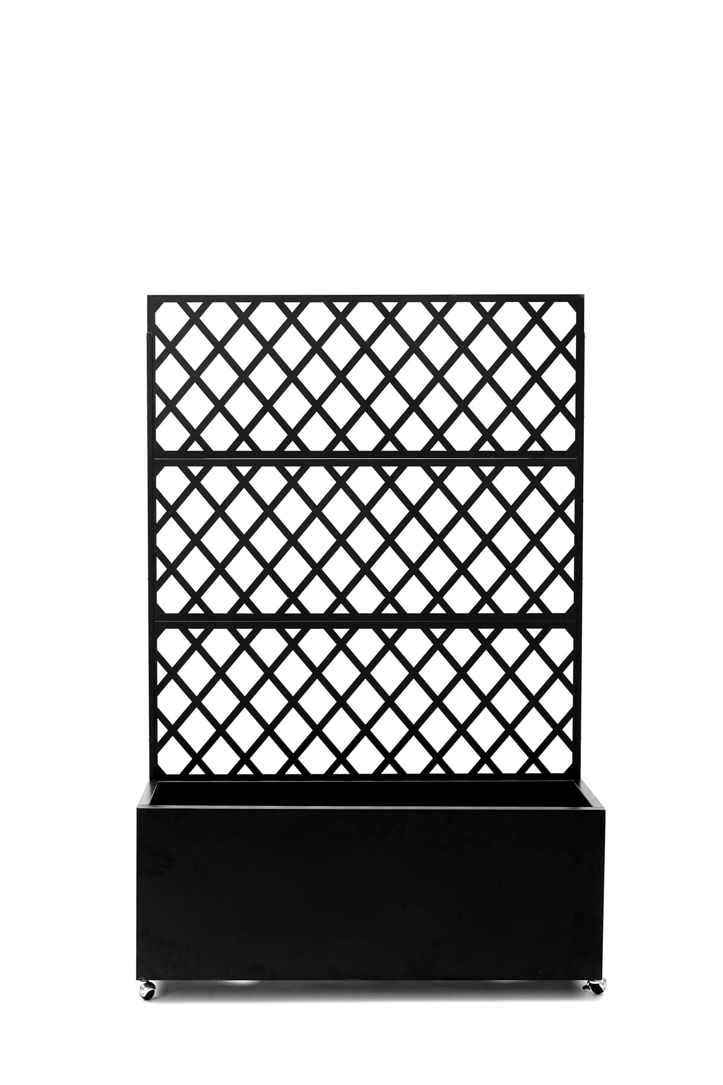 STMHOM Steel Raised Garden Bed with Trellis & Wheels, Mobile Planter Box for Climbing Plants, Privacy Screen Planter with Lockable Casters, Drainage Holes for Vegetables & Vines, 71"X46"X16"