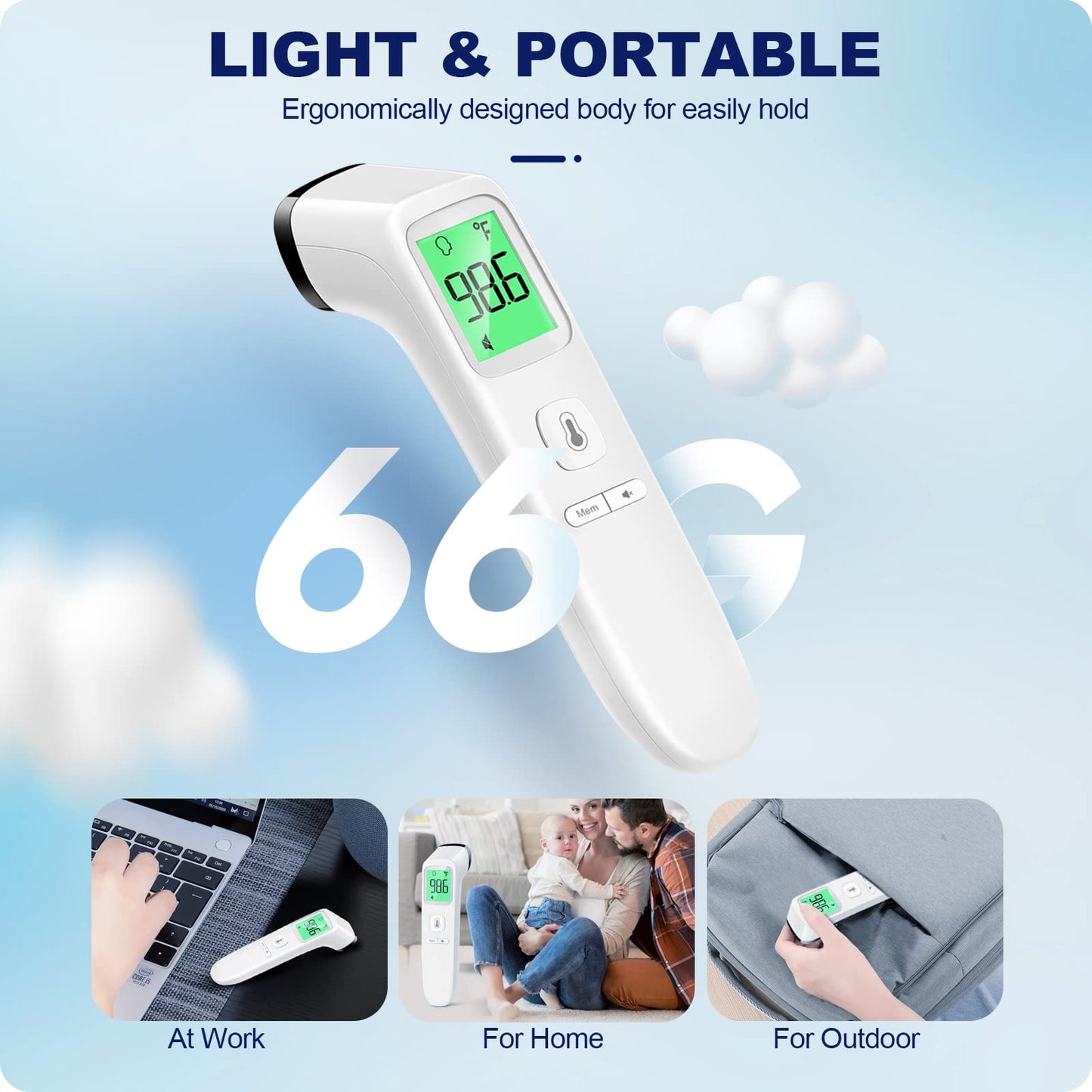No-Touch Thermometer for Adults and Kids, Accurate Digital Baby Thermometer, FSA HSA Eligible, Fever Alarm & Silent Mode, 2 in 1 Forehead & Object Mode