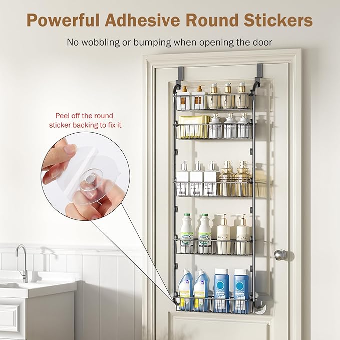 Delamu Over The Door Pantry Organizer, 5-Tier Pantry Door Organizers and Storage