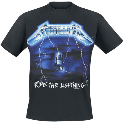 Metallica Men's Ride The Lightning Tracks BL_TS: M T-Shirt, Black (Black Black), Medium (Size:Medium)