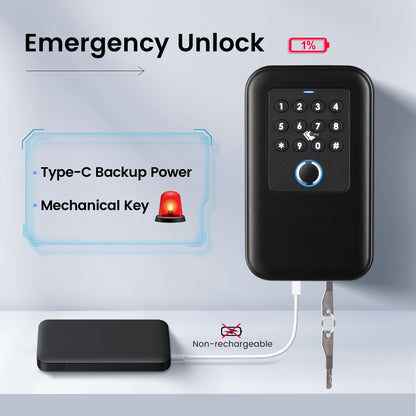 Upgraded Smart Key Lock Box for Outdoor-Key Safe with Fingerprint, Passcode, App, Card & Keys Access,IP65 Waterproof, Wall Mount or Shackle, Ideal for Airbnb, Family & Realtors | TTLock App Version