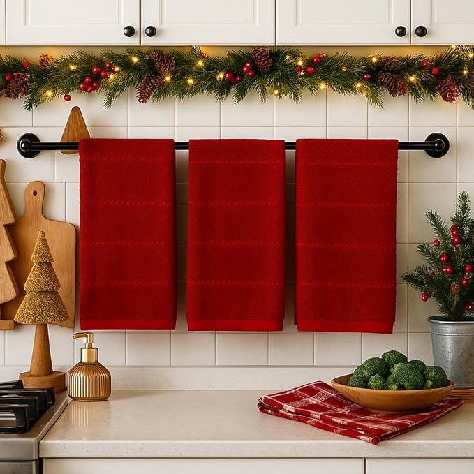 Maroon Dark Red Brick Red Kitchen Hand Dish Towels: Oversized 28" x 18"