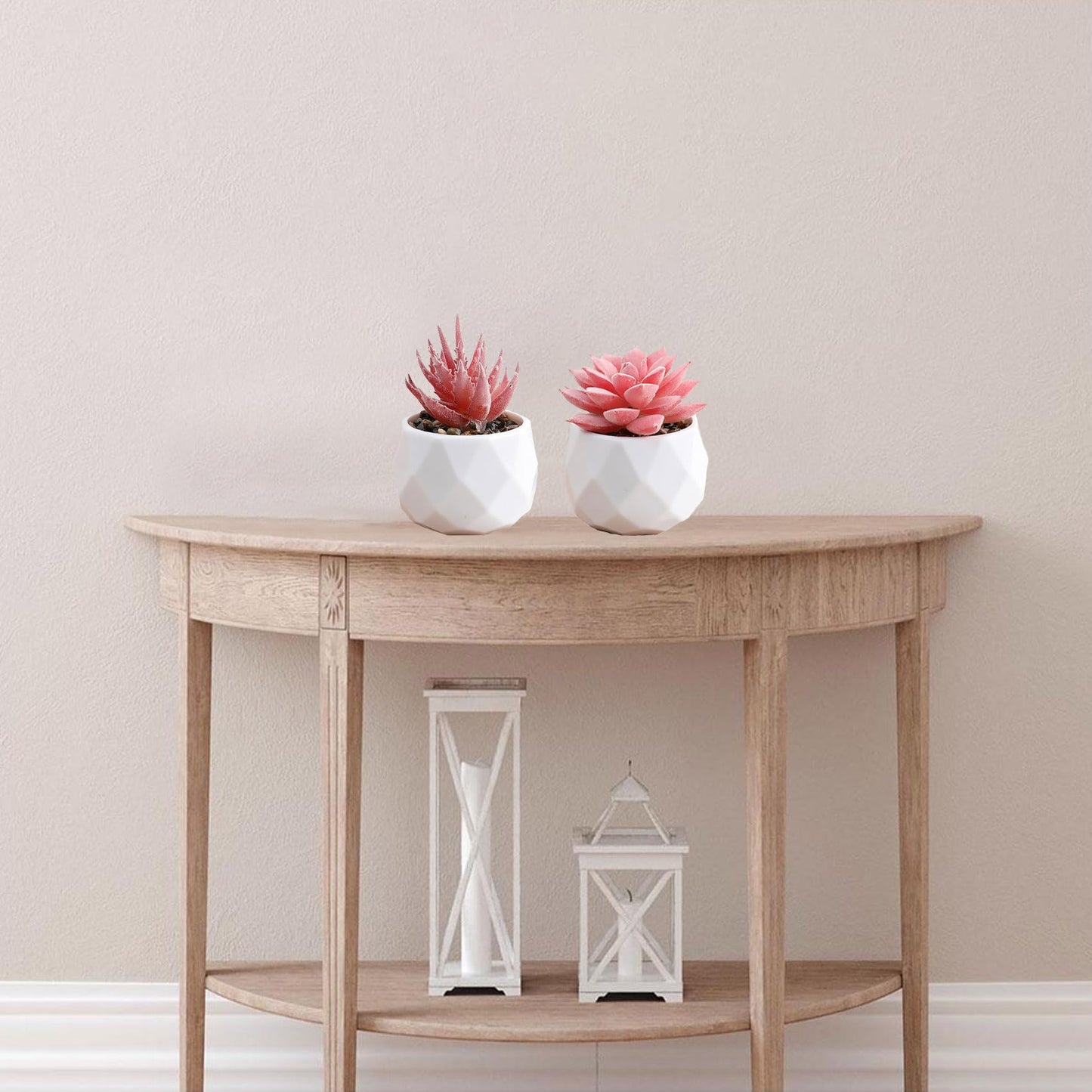 HVEST 2 Pcs Succulents Plants Artificial with Pot Small Fake Potted Plants Artificial Decor Pink Faux Plants for Living Room Bedroom Office Desk Bookshelf Bathroom Decor Artificial Plants