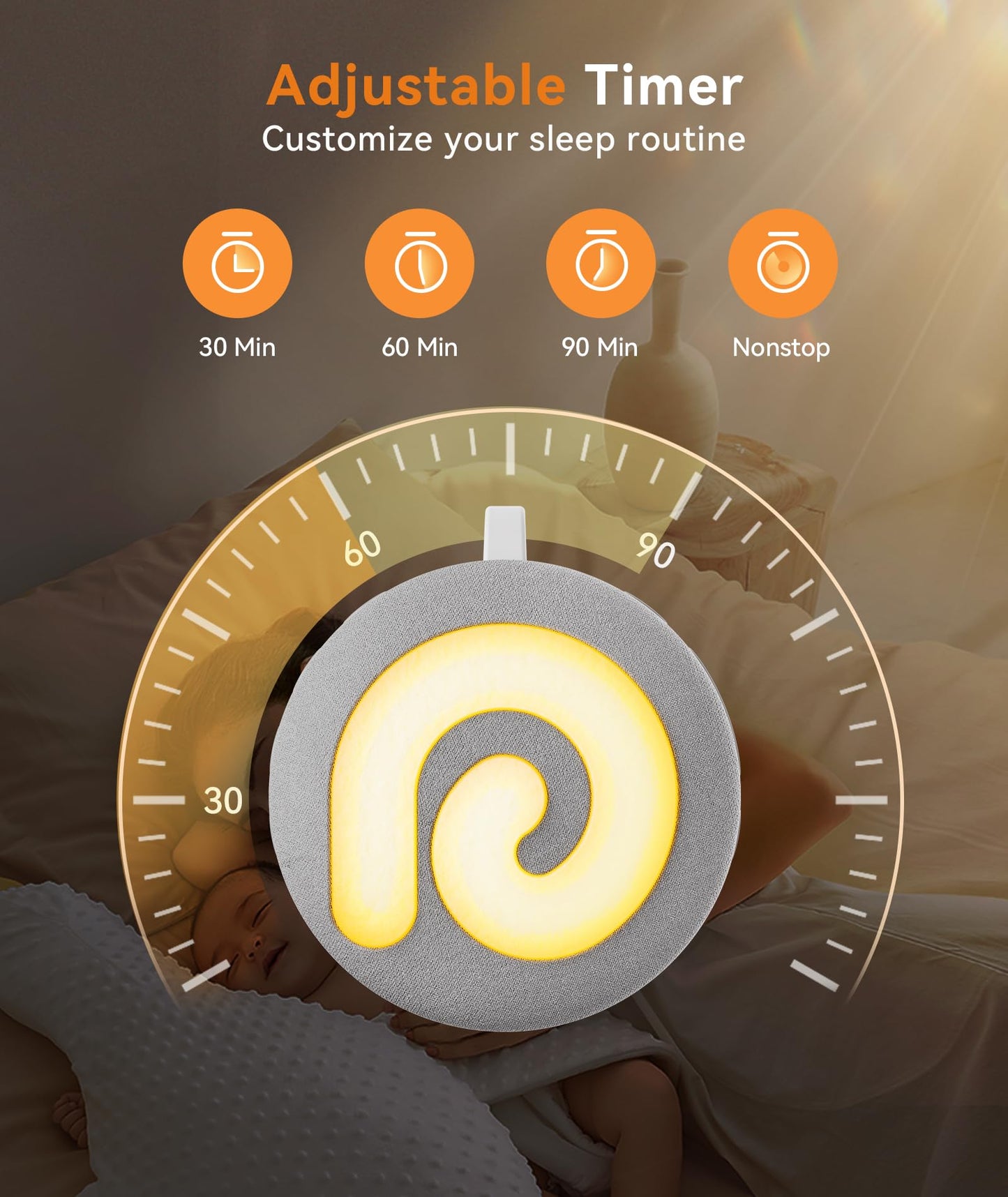 Dreamegg White Noise Machine, D11 Portable Sound Machine with Night Light for Baby Kids Adults, 21 Soothing Sounds Therapy for Sleeping Nursery Travel, USB Rechargeable Continuous or Timer Baby Gift