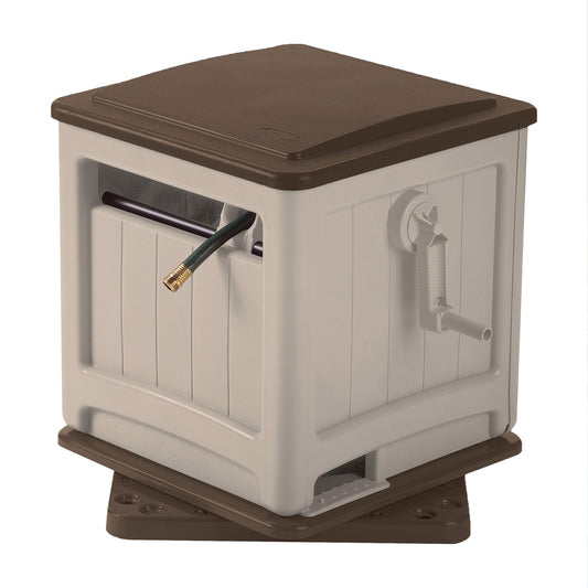 Suncast 225 ft. Swivel Hideaway Hose Reel with Hose Guide and Crank Handle, Mocha/Taupe