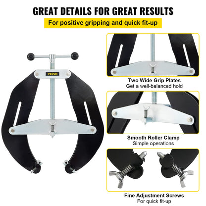VEVOR Pipe Clamp, 5 to 12 in, High Strength Ultra Clamp with Quick Acting Screws, Steel Pipe Alignment Tool with Lightweight Design, Black