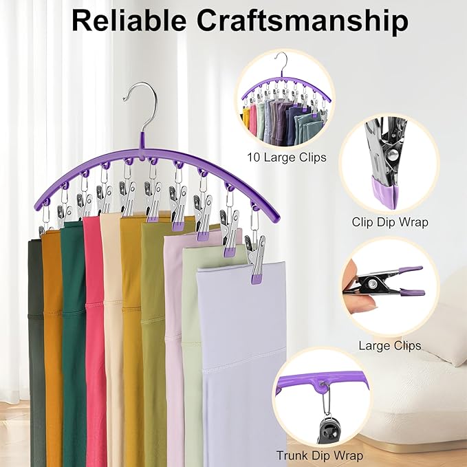 Legging Organizer for Closet, Metal Yoga Pants Hanger w/Rubber Coated 2 Pack