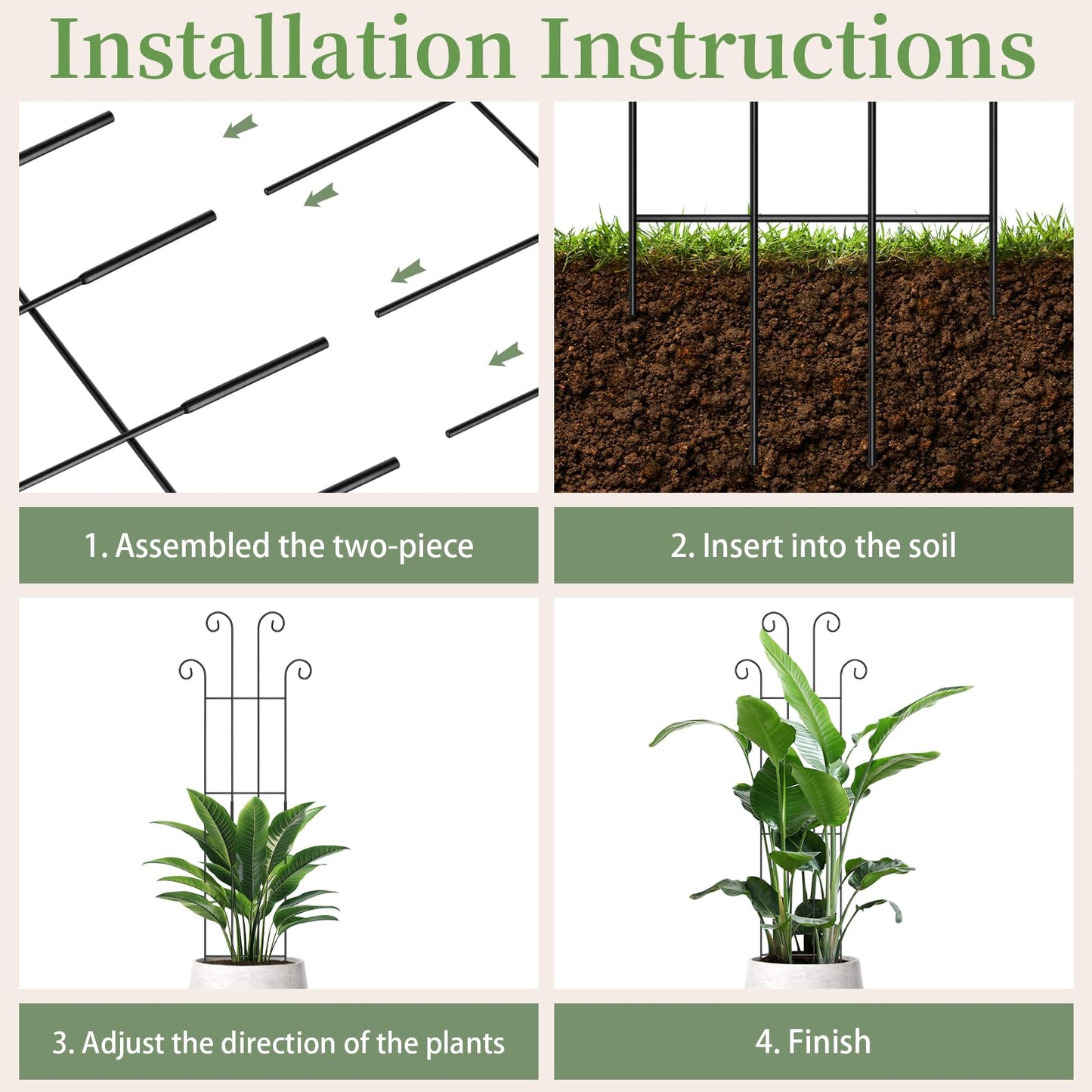 2 Set 32'' Taller Plant Trellis for Climbing Plants Indoors & Outdoor, Garden Metal Trellis Plant Support for Potted Plants, Houseplants, Flowers Vine, Ivy, Pothos, Monstera