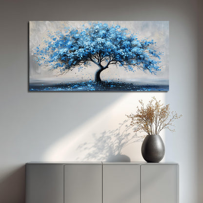 KELIYUAN Canvas Wall Art For Living Room Framed Wall Decorations For Bedroom Office Wall Decor Abstract Painting Blue Tree Pictures Artwork Ready To Hang Guesthouse Room Mural Home Decor 20x40 In