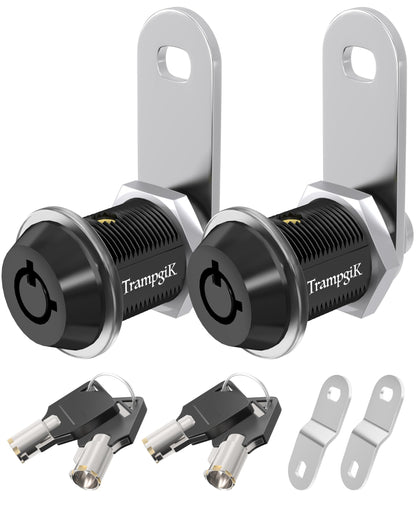 Trampgik RV Storage Locks, 7/8” Camper Compartment Storage Door Locks with Keys, for RV Camper Travel Trailer,Drawer Cabinet Toolcart Storage, 7/8 Inch 2 Locks with 4 Keyed Alike, Black
