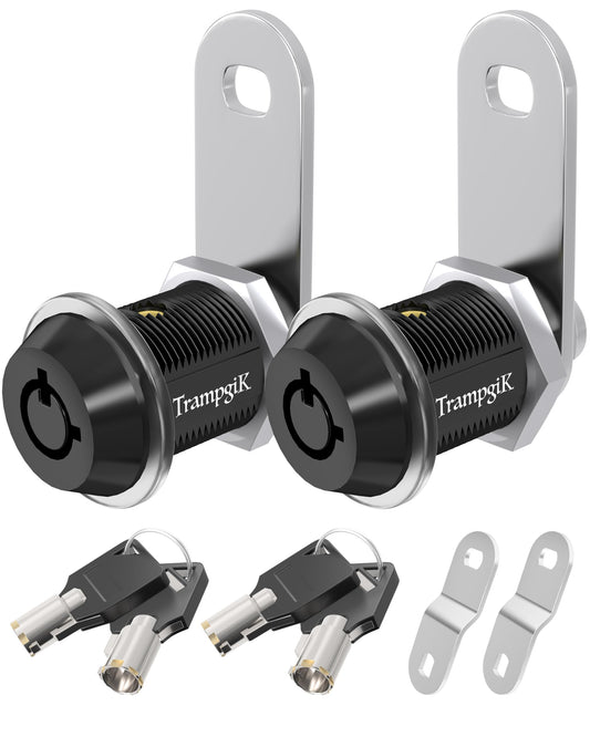 Trampgik RV Storage Locks, 7/8” Camper Compartment Storage Door Locks with Keys, for RV Camper Travel Trailer,Drawer Cabinet Toolcart Storage, 7/8 Inch 2 Locks with 4 Keyed Alike, Black