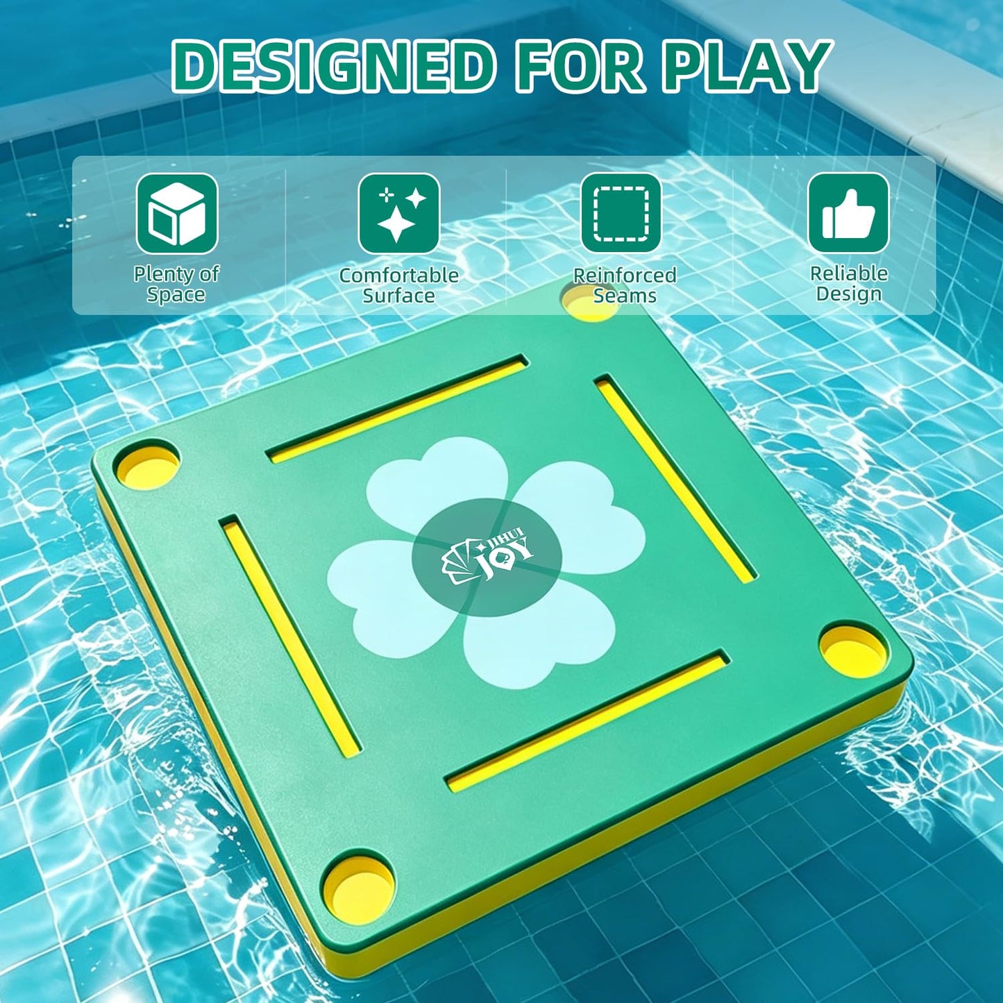 Floating Mahjong Table for Pool, No Assembly EVA Water Game Table Tray, Portable Swimming Pool Hot Tub Floating Board Game Table for Adults, Card Poker Domino Mahjong Game Summer Party Supplies