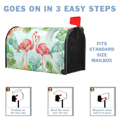 Summer Mailbox Covers Flamingo Flowers Tropical Mailbox Cover Post Letter Box Cover for Garden Standard Size 21x18 in Mail Box Wraps for Yard Home Decor