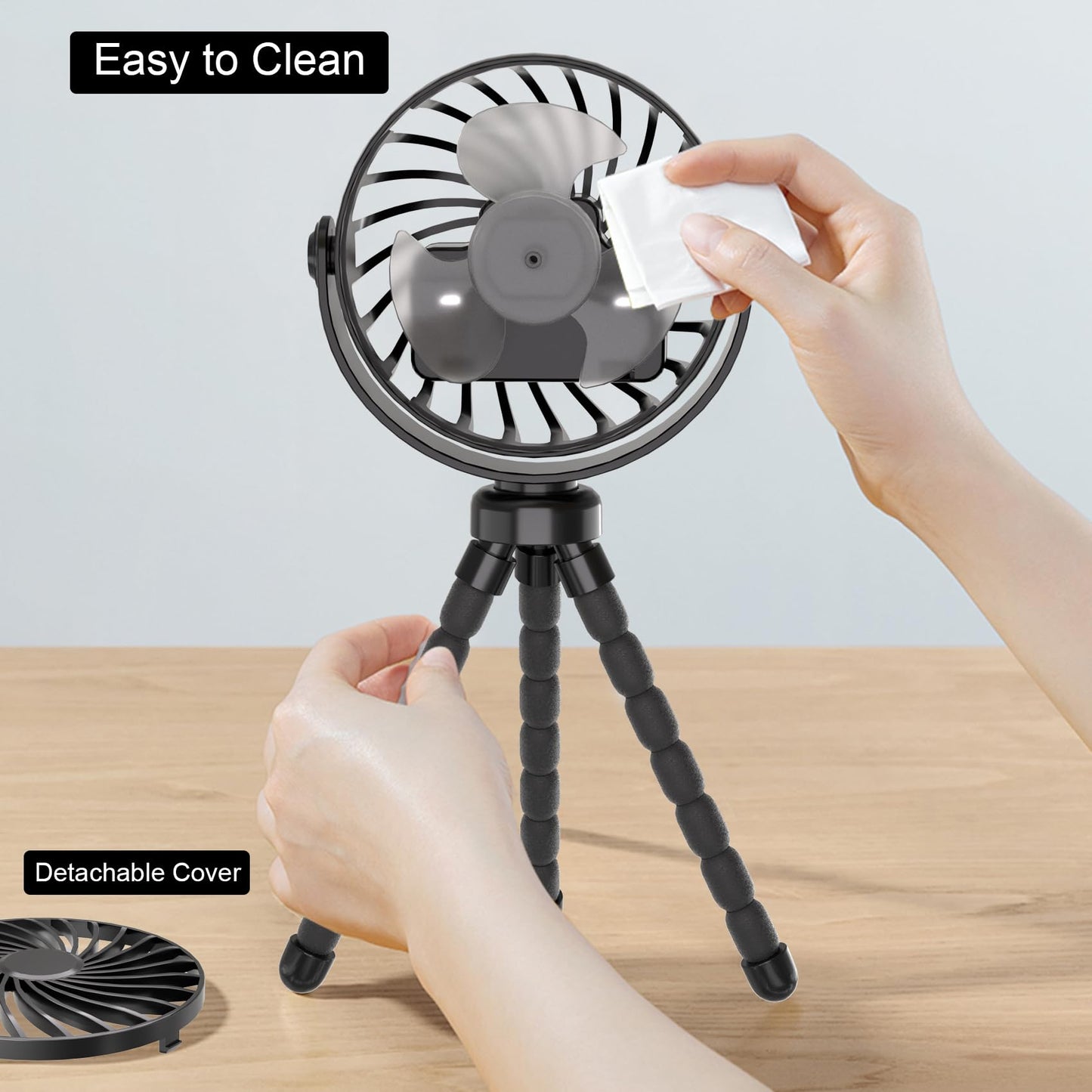 JYJZPB Mini Portable Stroller Fan Clip On for Baby with Flexible Tripod,3 Speed 360° Rotate Rechargeable Handheld Baby Stroller Fan,Cooling Baby Fan for Stroller & Car Seat,Crib,Bike,Treadmill,Travel
