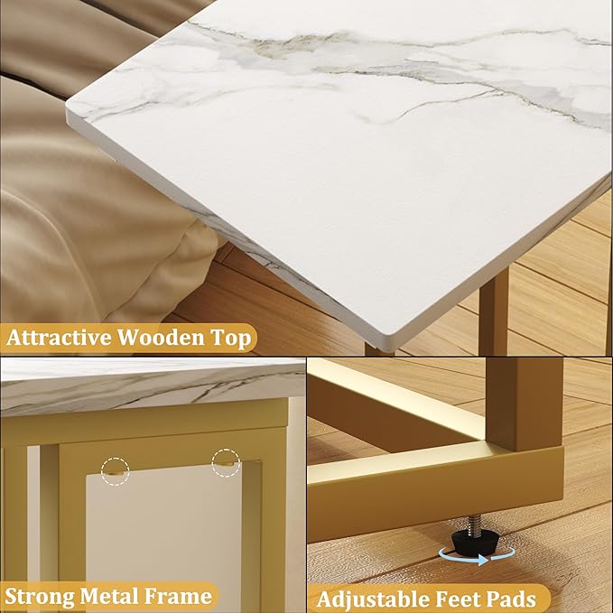 Function Home C Shaped End Table, Small Side Tables