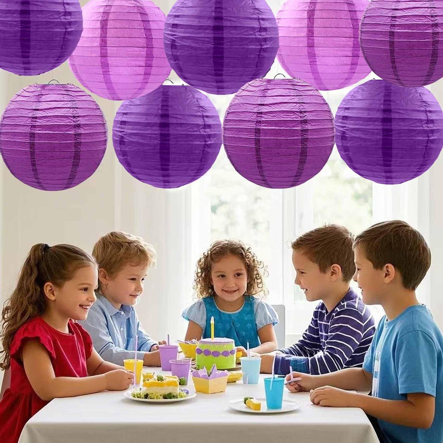KUNYYI Purple Paper Lanterns 12Pcs Hanging Lanterns for Birthday Party, Wedding, Home Decor, Baby Shower Festive Decoration