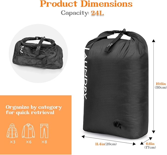 Compression Laundry Bag for Travel, Dirty Clothes Travel Laundry Bags,