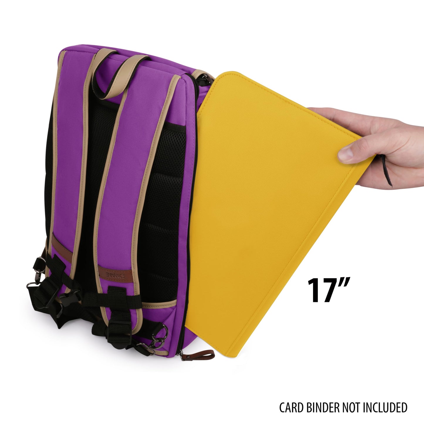 ENHANCE Designer Edition TCG Backpack - MTG Deck Bag Card Binder Space, TCG Deck Box Storage, MTG Playmat Holder - Card Storage Compatible with Magic the Gathering, Pokemon, Lorcana (Canvas Purple)