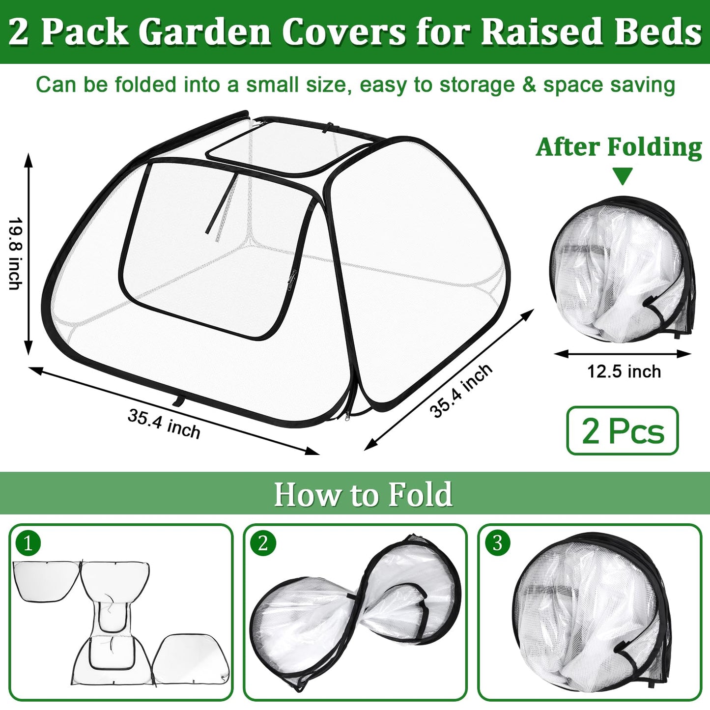 2 Pack Garden Covers for 6x3ft Raised Beds - Garden Row Plants Cover Accelerator, Freeze Protection Greenhouse Cover for Raised Garden Beds Protecting Seedlings Fruits Vegetable Rows
