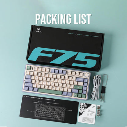 EPOMAKER x Aula F75 Gasket Mechanical Keyboard, 75% Wireless Hot Swappable Gaming Keyboard with Five-Layer Padding&Knob, Bluetooth/2.4GHz/USB-C, RGB (Light Blue, LEOBOG Reaper Switch)