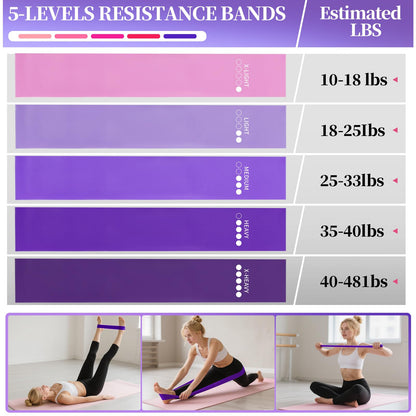 Pilates Essentials Kit for Women 15 Pcs Pilates Equipment for Home Workouts with Yoga Circle Ball Ring, 5 Resistance Bands,Pedal Puller Resistance Band,Anti Slip Socks for Starter Set,Purple