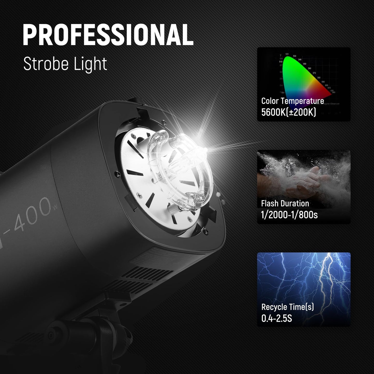 NEEWER 800Ws Studio Monolight Flash Light Kit (2 Pack), S101-400W 5600K Strobe Light with 150W Modeling Lamp/Bowens Mount/Softbox/Stand/Reflector/RT-16 Trigger/Bag for Portrait Product Photography