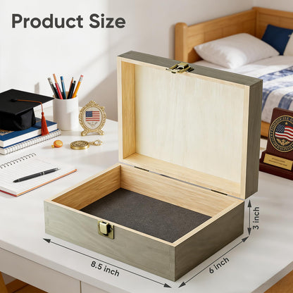 REMEIT Graduation Keepsake Box - Engraved Class of 2026 Wood Memory Box Congrats Grad Gift for Him Her, Perfect for Storing Graduation Memories & Mementos