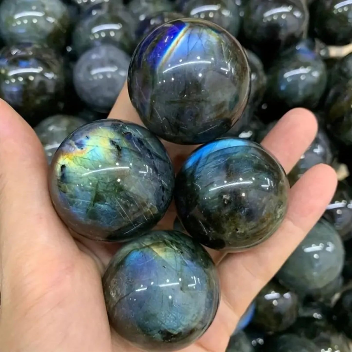 YOUNAIERZX Natural Labradorite Crystal Sphere