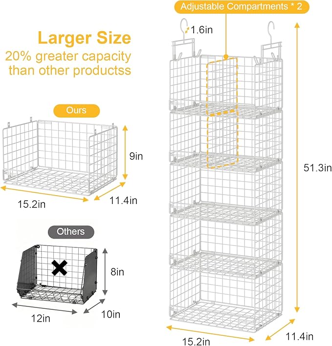 5 Tier Hanging Closet Organizer