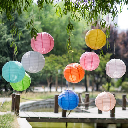 YJUQ Chinese Japanese Style Paper Lanterns, Set of 16 (Lvory, 12 inches)