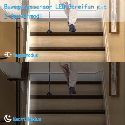 LED Strip Motion Sensor Battery Operated 2 m 60 LED Light Strip Motion Sensor Battery for Cabinets, Stairs, Kitchen (Cool White)