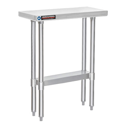 DuraSteel 30x12 Narrow Stainless Steel Table - NSF Small Food Prep Worktable - Counter Height Metal Side Station with Under Shelf - For Laundry Room, Kitchen, Outdoor Grill, Small Spaces