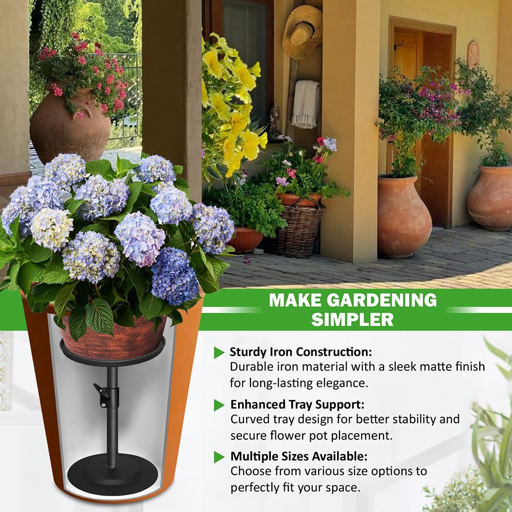 Tuling home Adjustable Pure Iron Planter Inserts, 7-25” Plant Risers for Inside Pots, Planter Fillers for Large Pots, Indoor & Outdoor Insert with 8-10” Top & 6-10” Base (10 wide top. 10wide base)