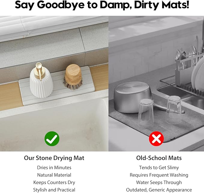 3 Pack Diatomite Stone Sink Tray, Water Absorbing Mat