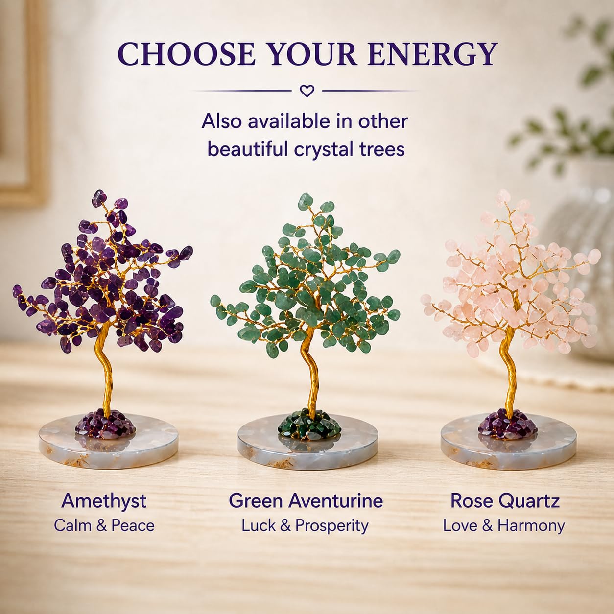 Real Crystal Tree of Life, Purple Amethyst Bonsai Money Tree with Agate Base, Spiritual Gemstone Feng Shui Decor with Gold Wire, Housewarming Birthday Gift (Amethyst (Purple))