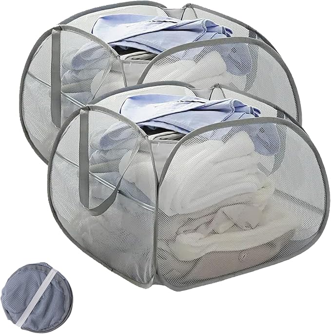 Collapsible Laundry Basket 90L, Foldable Mesh Pop-up Laundry Hamper