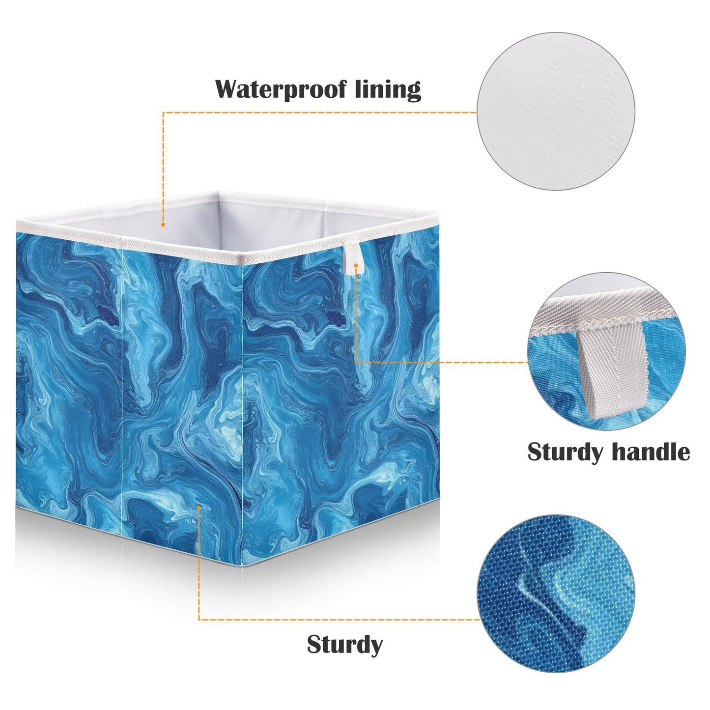 senya Large Storage Bins Blue Pigment Collapsible Foldable Storage Cubes Fabric Basket Closet Organizer Containers Box for Home Bedroom Office 15.7 x 10.6 x 6.9in